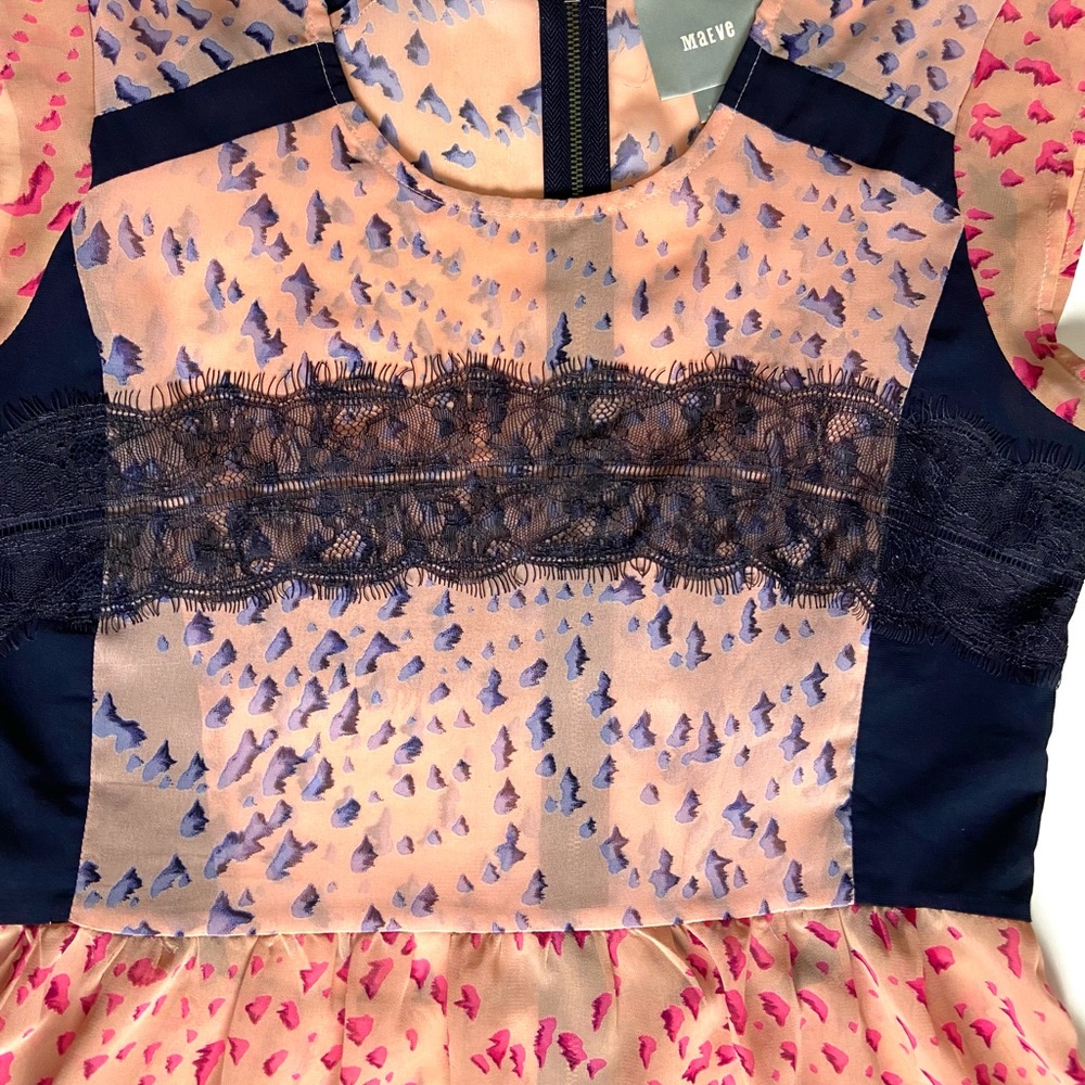 ANTHROPOLOGIE MAEVE Evangeline Sheer Peplum Top Pink Woken’s Size XS - Picture 8 of 15